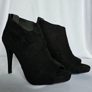 Black Open-Toed Booties, Fergalicious by Ferrgie